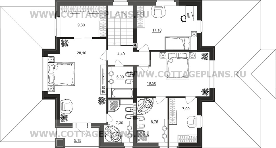 Поэтажные планы проект дома 29-95 общ. площадь 245,00 м2