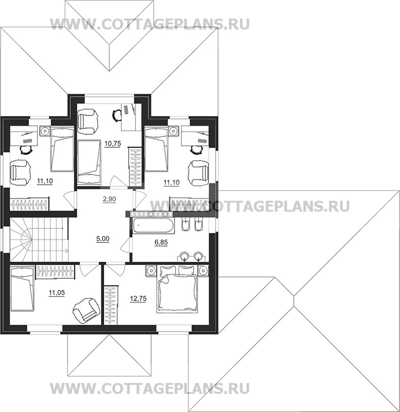 Поэтажные планы проект дома 93-75 общ. площадь 264,25м2