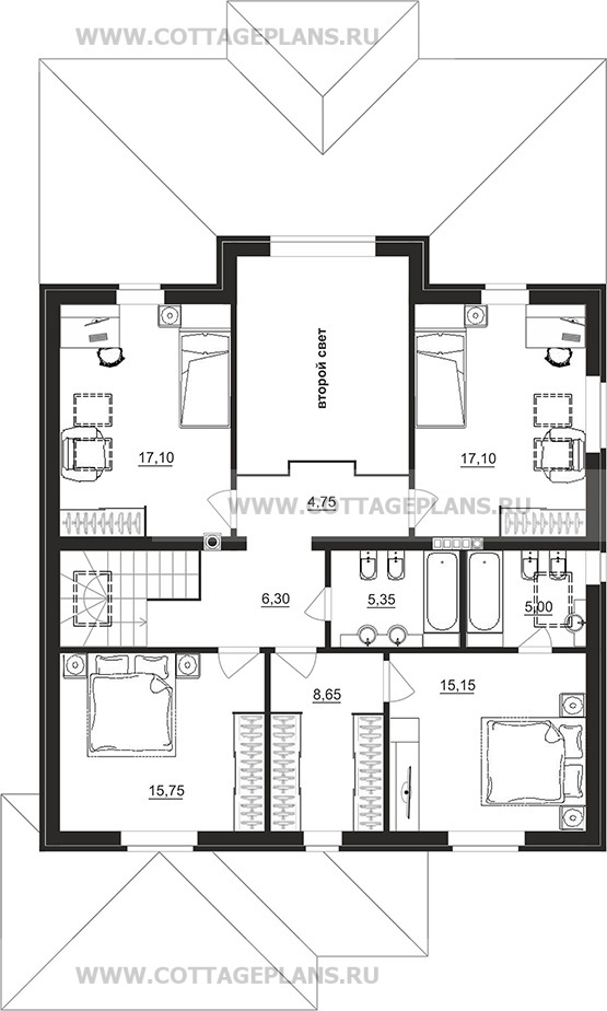 Поэтажные планы проект дома 206-23 общ. площадь 208,45 м2