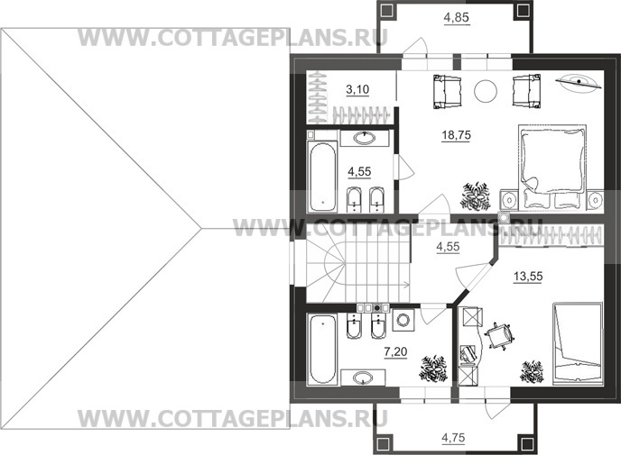 Поэтажные планы проект дома 21-89 общ. площадь 203,85 м2