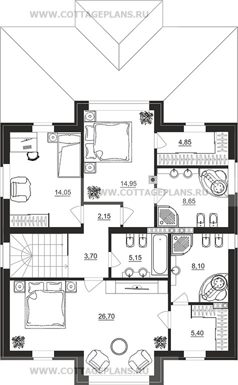 Поэтажные планы проект дома 93-48 общ. площадь 276,15 м2