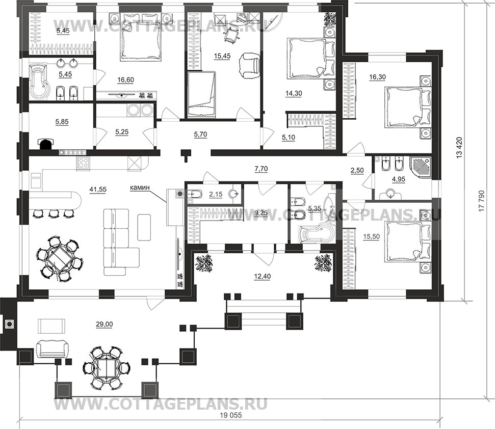 Поэтажные планы проект дома 902-49 общ. площадь 182,20 м2