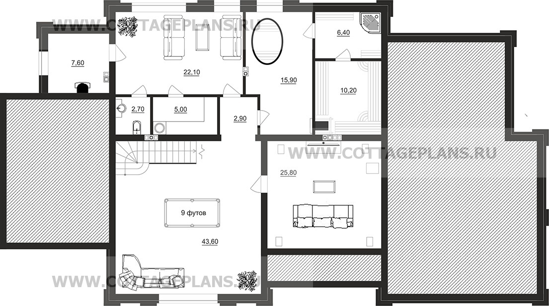 Поэтажные планы проект дома 205-22 общ. площадь 440,50 м2