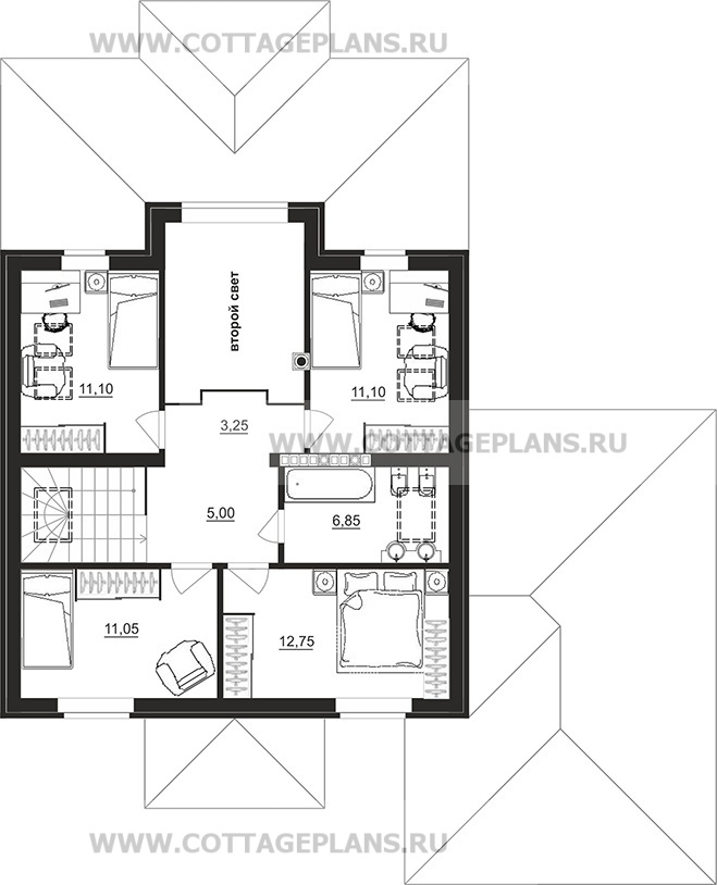 Поэтажные планы проект дома 201-03 общ. площадь 232,90 м2