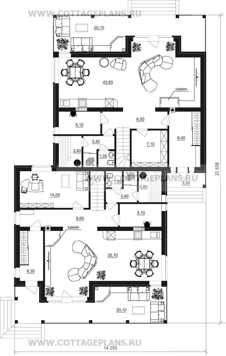 Поэтажные планы проект дома 86-04 общ. площадь 315,30 м2