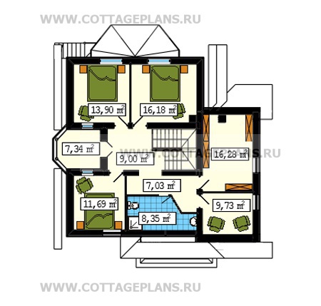 Поэтажные планы проект дома 58-03 общ. площадь 306,72 м2