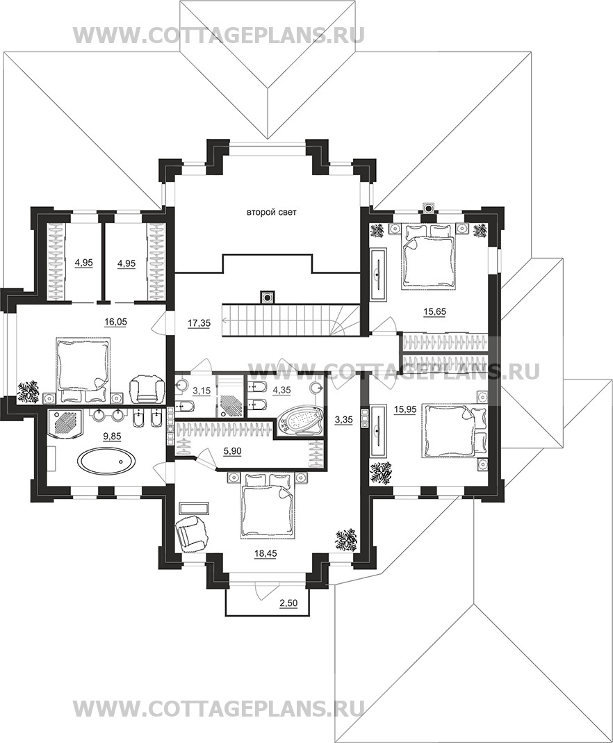Поэтажные планы проект дома 200-27 общ. площадь 306,55 м2