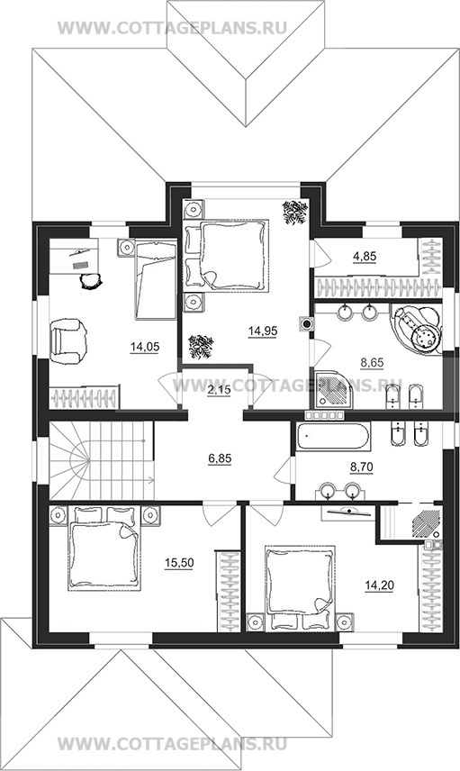 Поэтажные планы проект дома 92-65 общ. площадь 186,15 м2