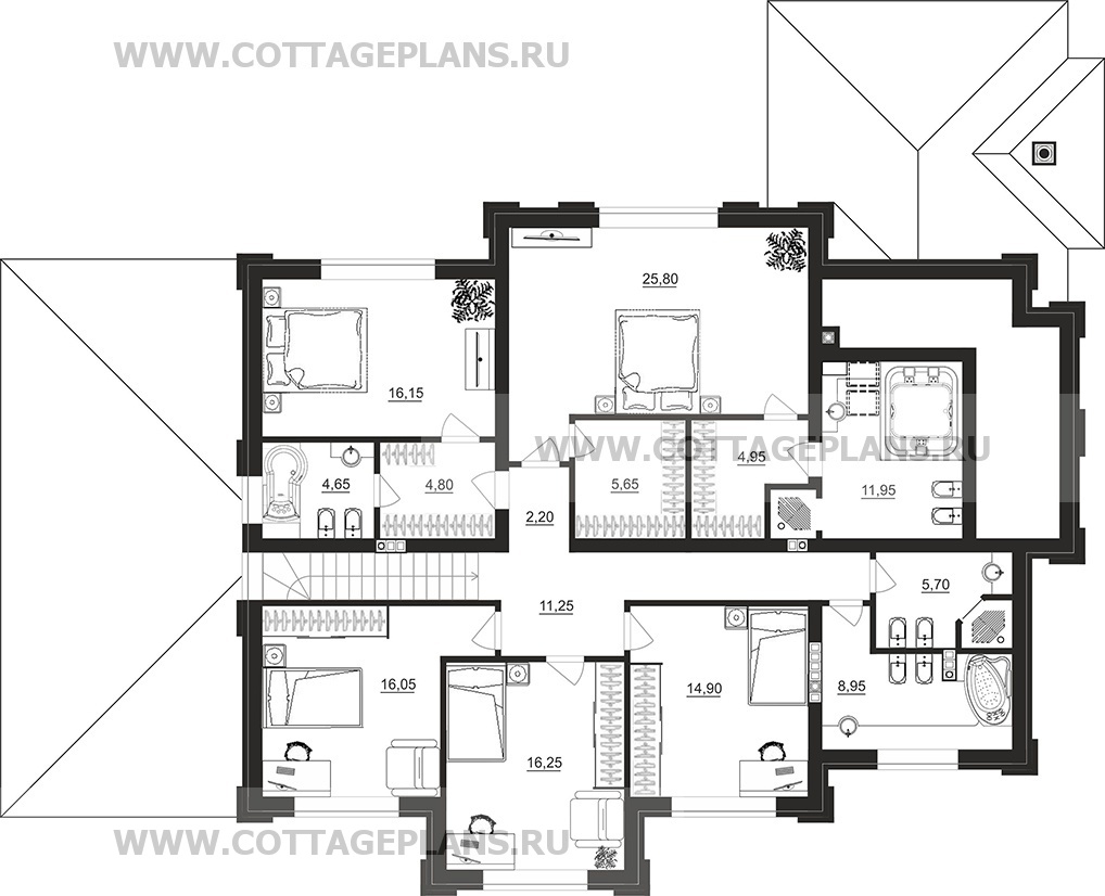 Поэтажные планы проект дома 204-00 общ. площадь 348 м2