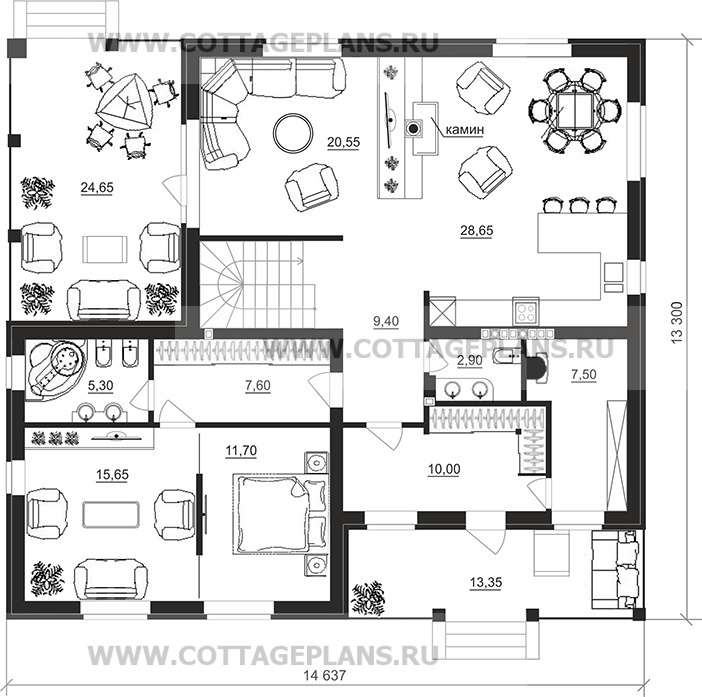 Поэтажные планы проект дома 76-91 общ. площадь 368,90 м2