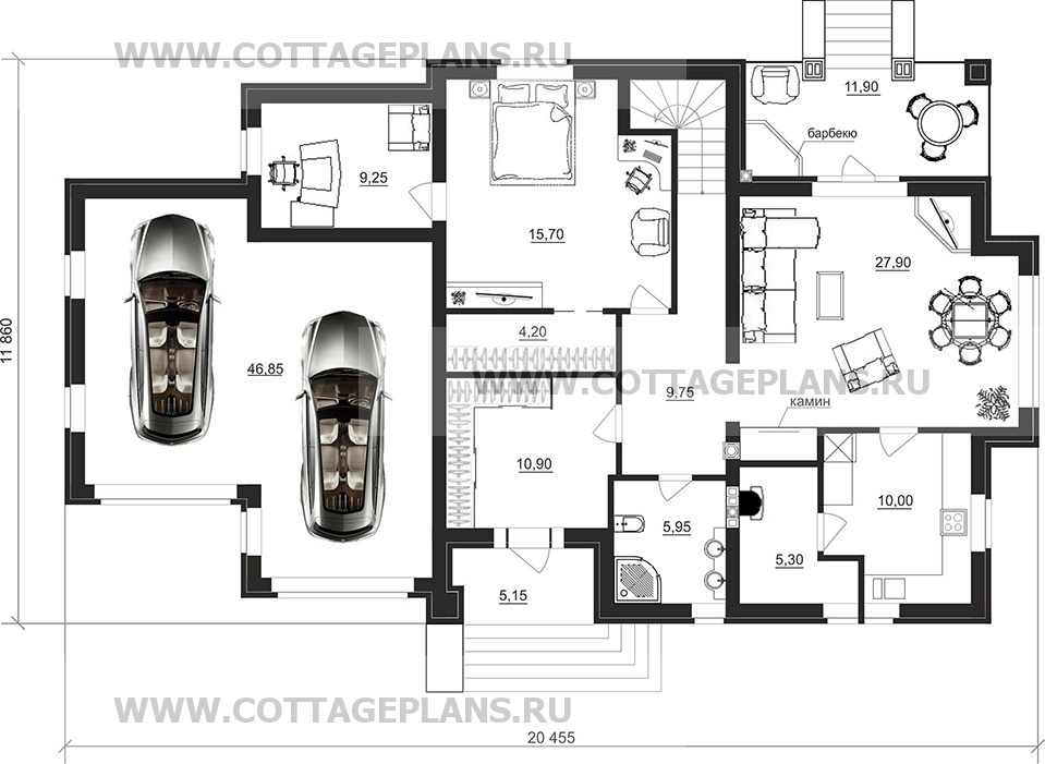 Поэтажные планы проект дома 75-08 общ. площадь 258,35 м2