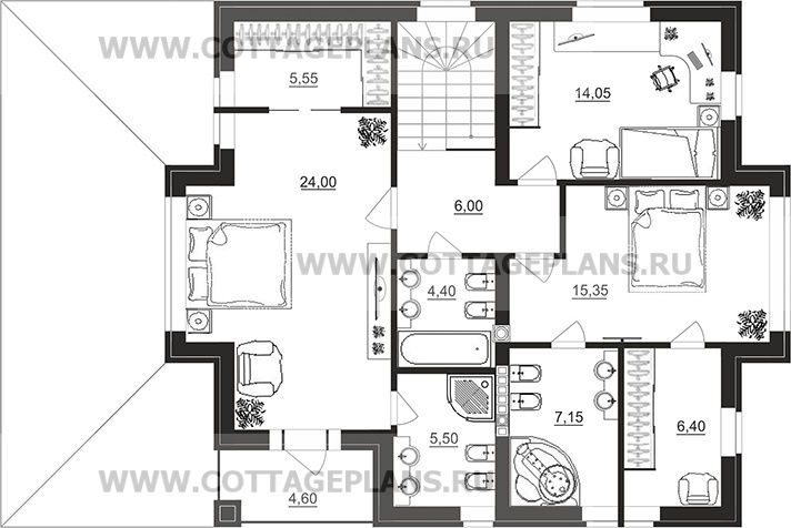 Поэтажные планы проект дома 29-97 общ. площадь 196,30 м2