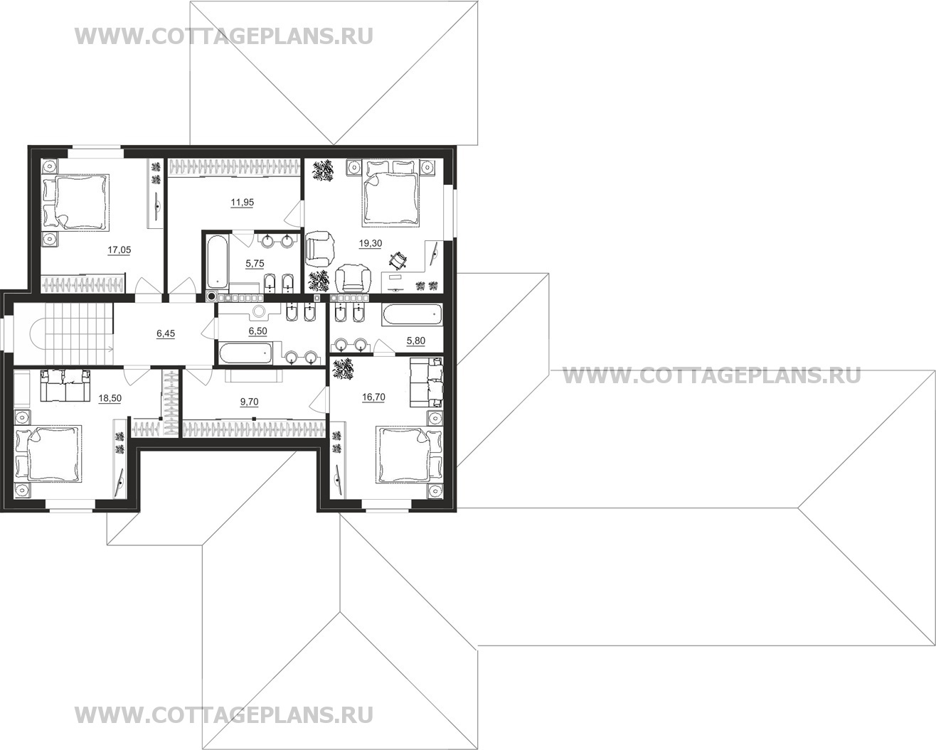 Поэтажные планы проект дома 84-64 общ. площадь 547,60 м2