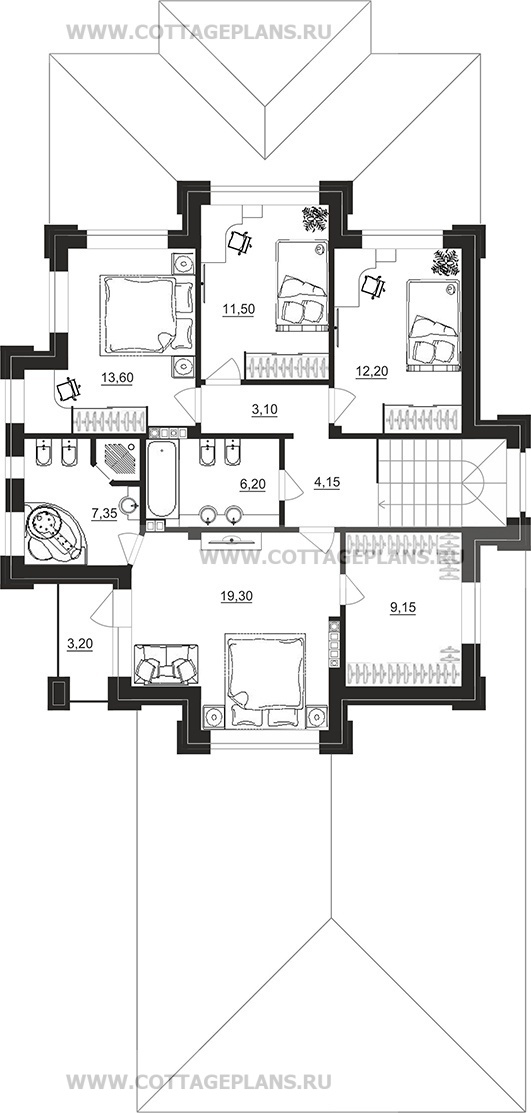Поэтажные планы проект дома 101-84 общ. площадь 304,75 м2