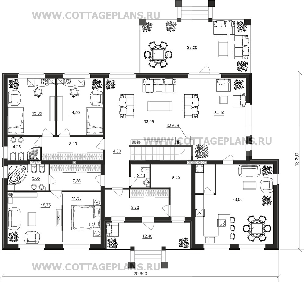 Поэтажные планы проект дома 08-02 общ. площадь 426,20 м2