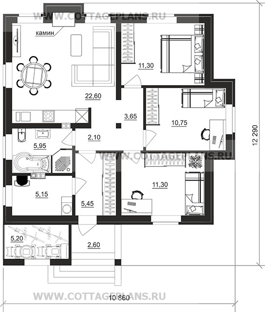 Поэтажные планы проект дома 700-33 общ. площадь 78,25 м2