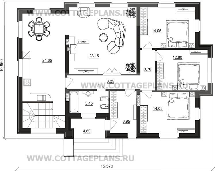 Поэтажные планы проект дома 91-52 общ. площадь 232,30 м2