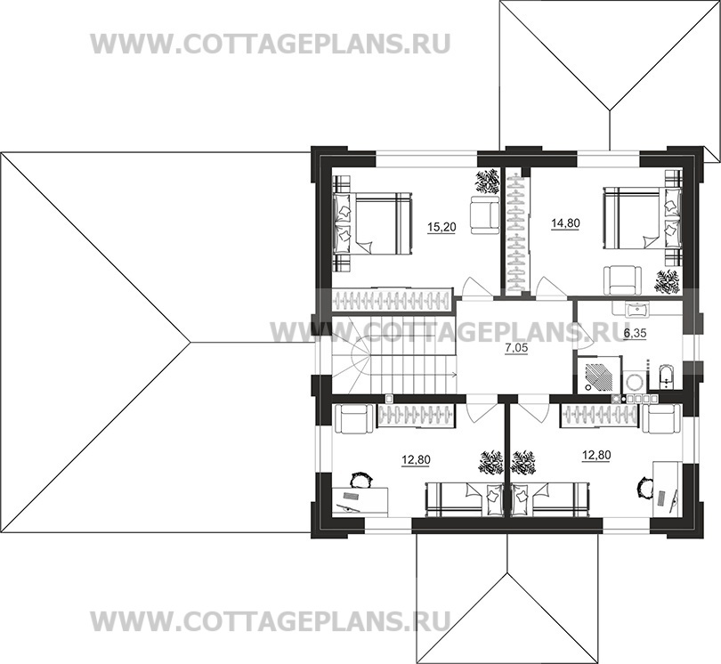 Поэтажные планы проект дома 206-54 общ. площадь 190,35м2
