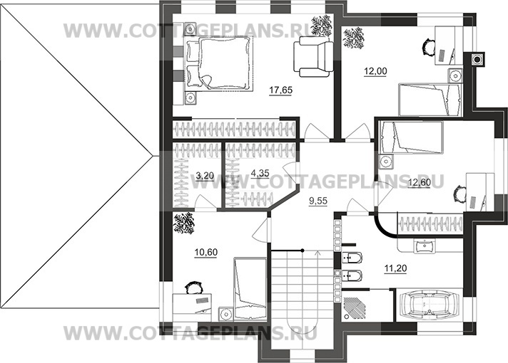 Поэтажные планы проект дома 205-61 общ. площадь 245,85 м2