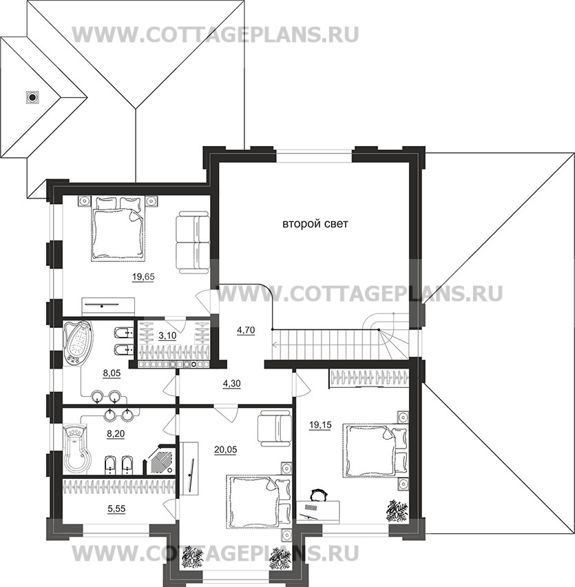 Поэтажные планы проект дома 203-94 общ. площадь 378,4 м2