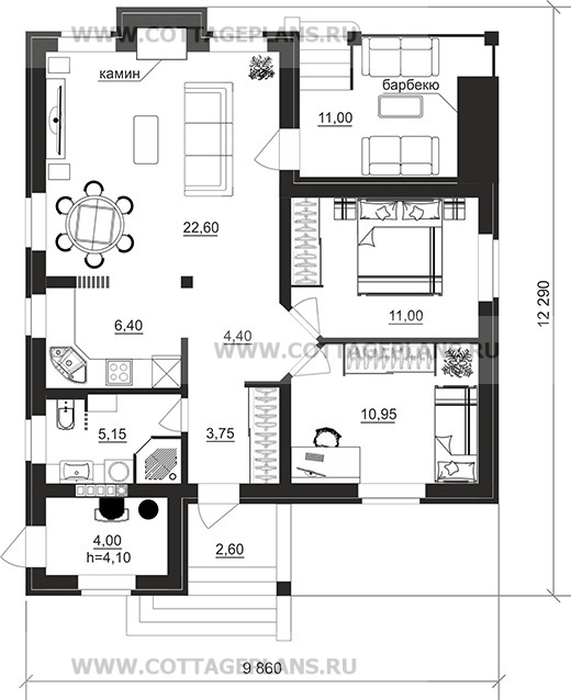 Поэтажные планы проект дома 702-72 общ. площадь 68,25м2