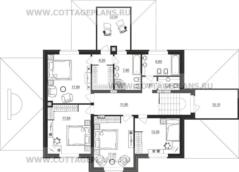 Поэтажные планы проект дома 93-13 общ. площадь 381,45 м2