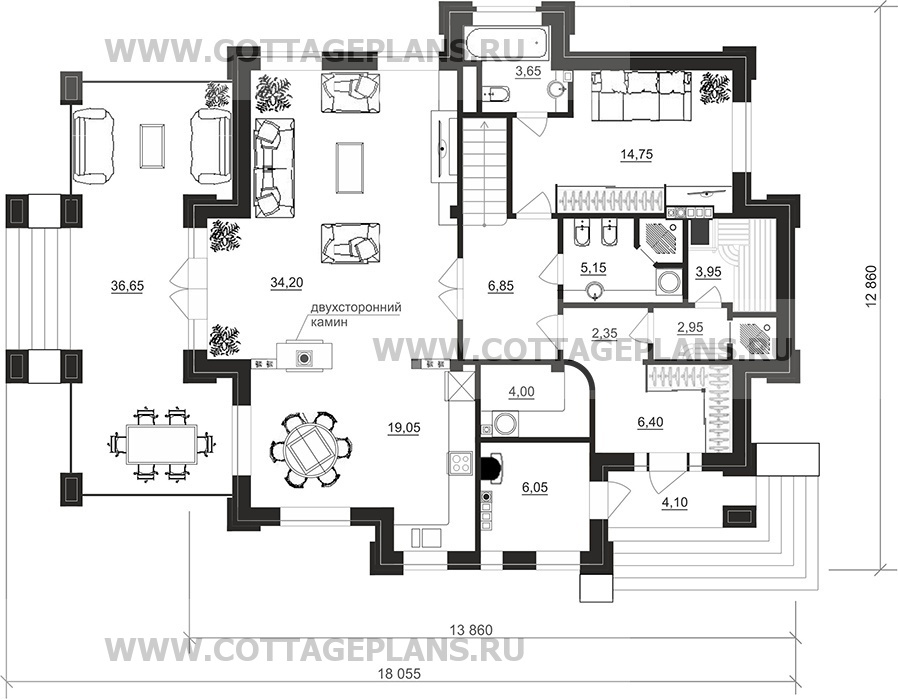 Поэтажные планы проект дома 100-79 общ. площадь 213,40 м2