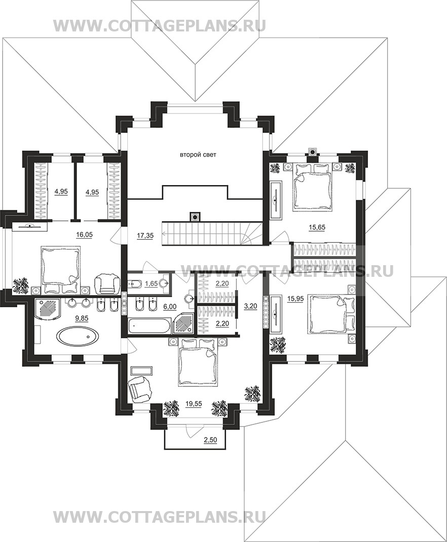 Поэтажные планы проект дома 201-27 общ. площадь 433,05 м2