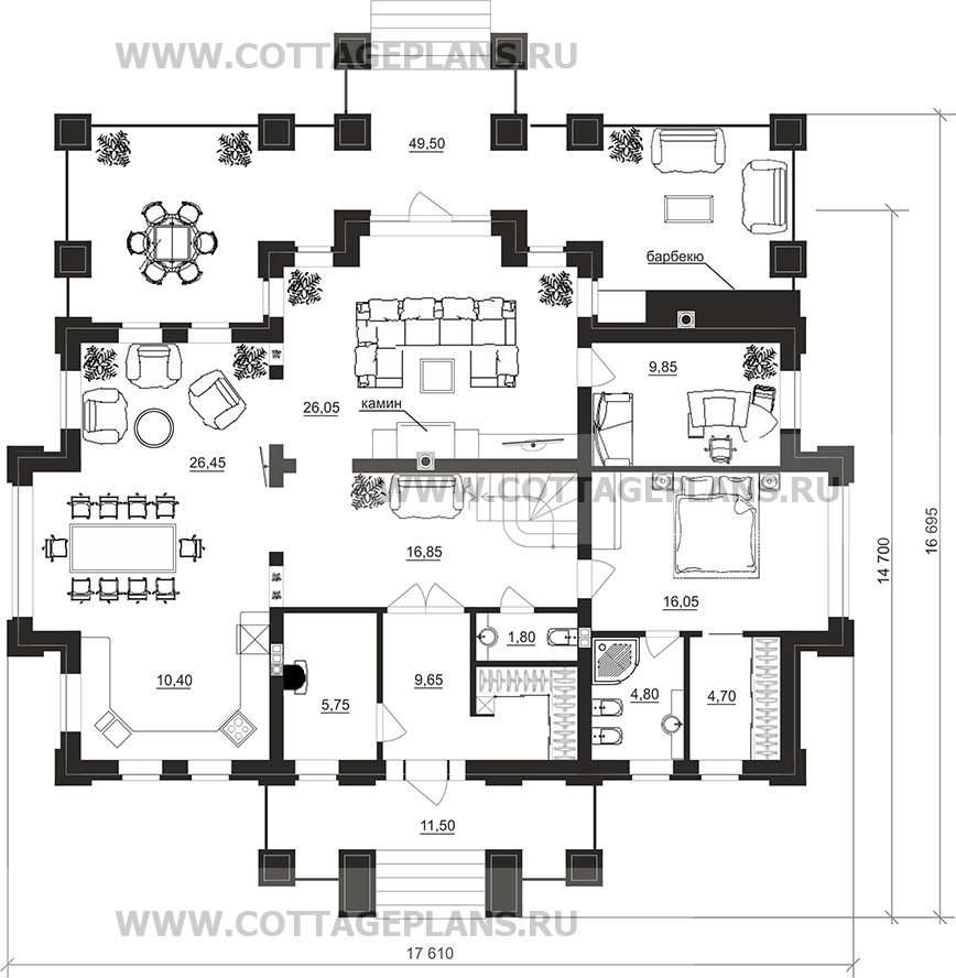 Поэтажные планы проект дома 100-10 общ. площадь 254,90 м2