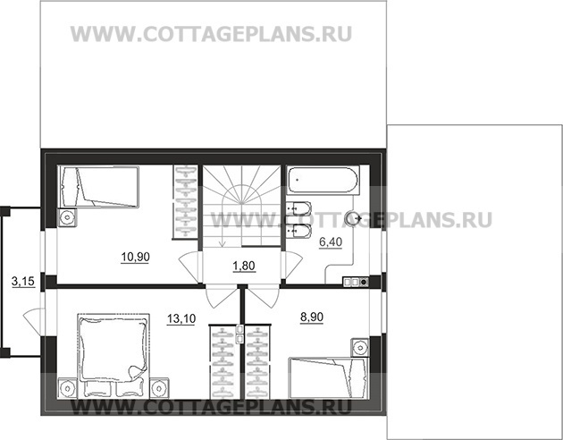 Поэтажные планы проект дома 95-89 общ. площадь 104,35 м2