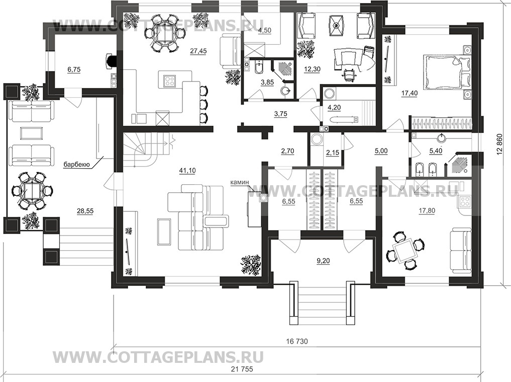 Поэтажные планы проект дома 206-07 общ. площадь 280,00 м2