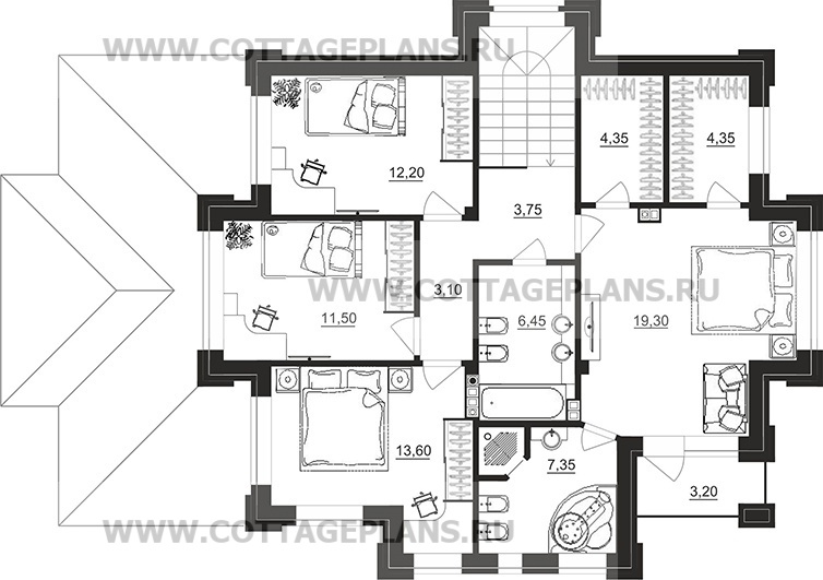 Поэтажные планы проект дома 100-78 общ. площадь 176,45 м2