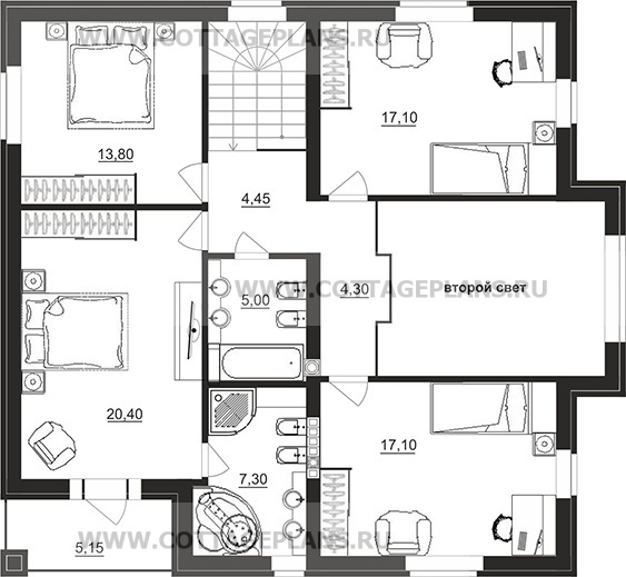 Поэтажные планы проект дома 95-54 общ. площадь 183,60 м2