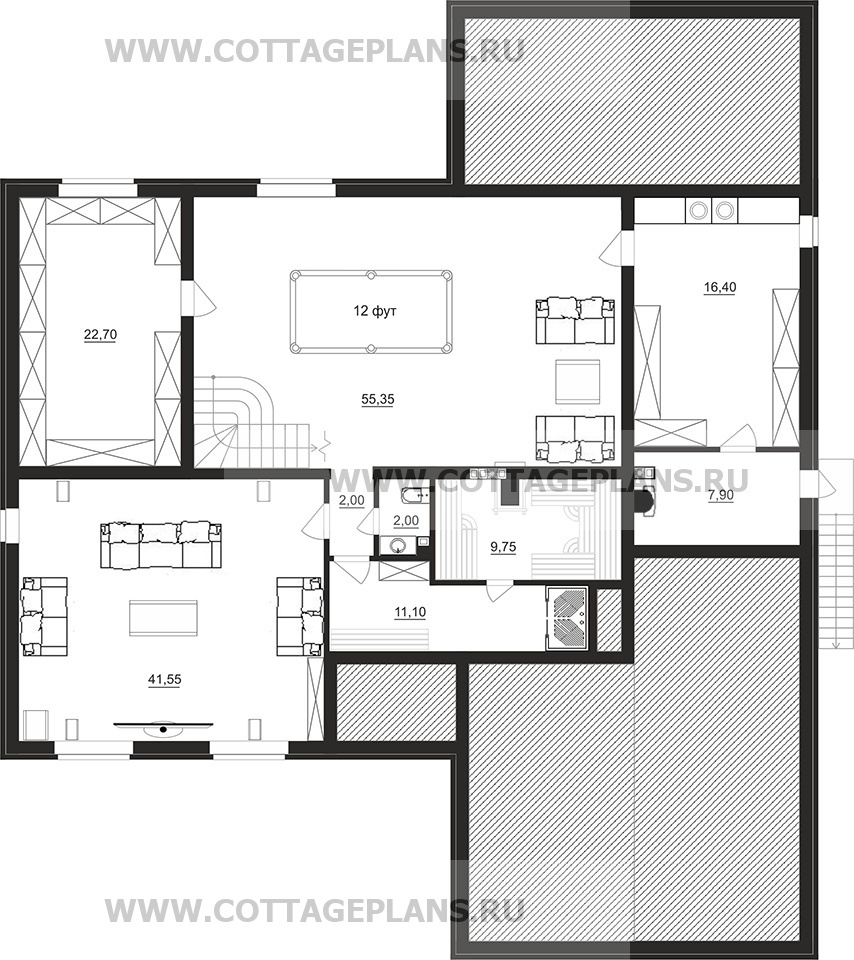 Поэтажные планы проект дома 96-09 общ. площадь 495,05 м2