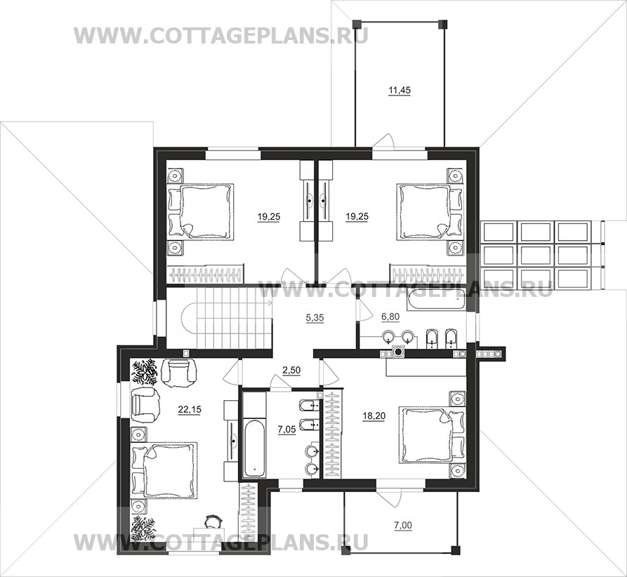 Поэтажные планы проект дома 200-58 общ. площадь 286,70 м2