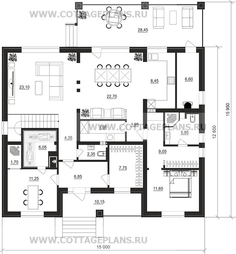 Поэтажные планы проект дома 206-94 общ. площадь 210,55 м2