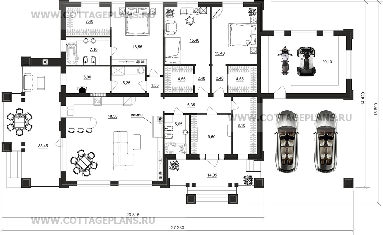 Поэтажные планы проект дома 07-70 общ. площадь 198,10 м2