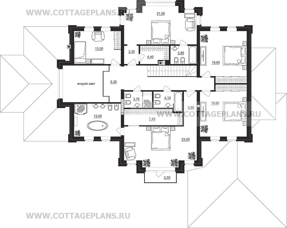 Поэтажные планы проект дома 200-37 общ. площадь 374,20 м2