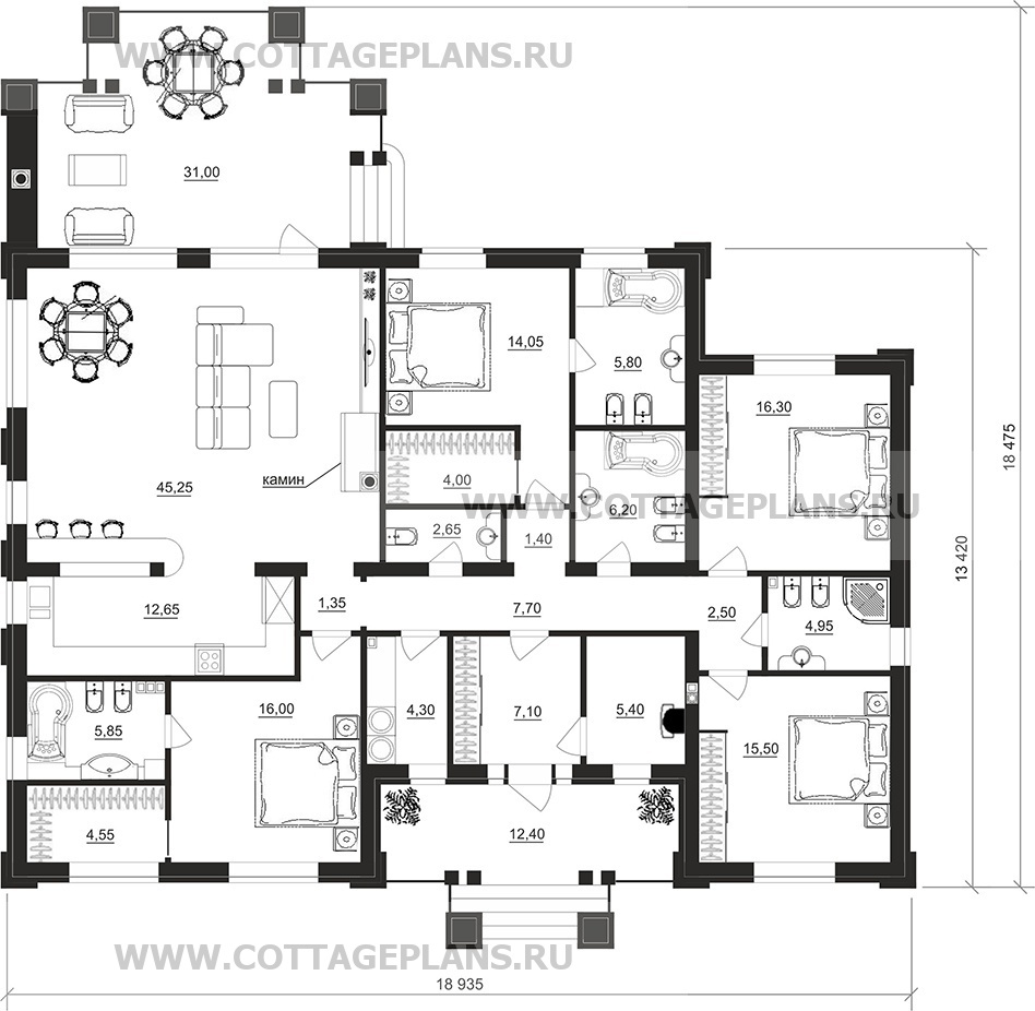 Поэтажные планы проект дома 902-46 общ. площадь 184,15 м2
