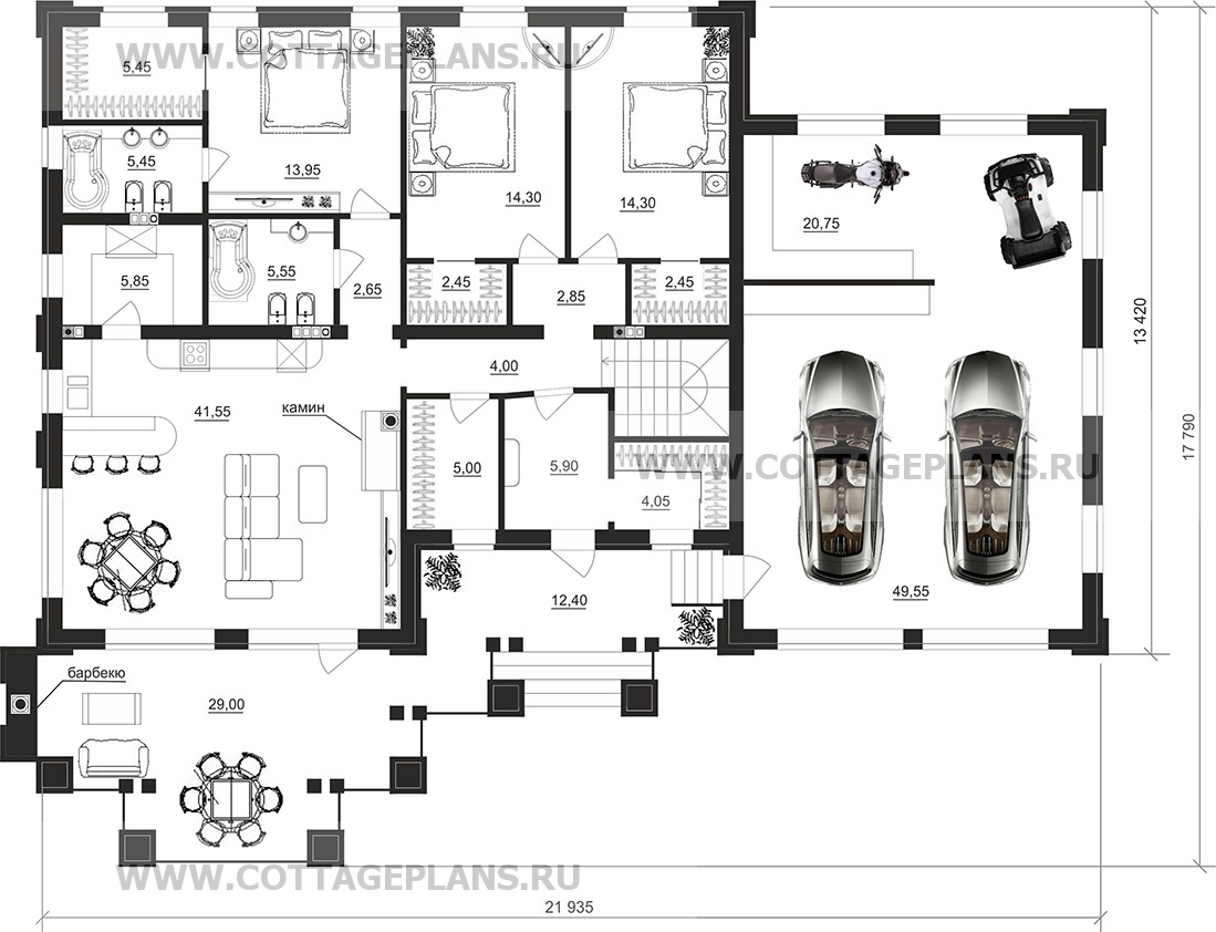 Поэтажные планы проект дома 08-84 общ. площадь 347,15 м2