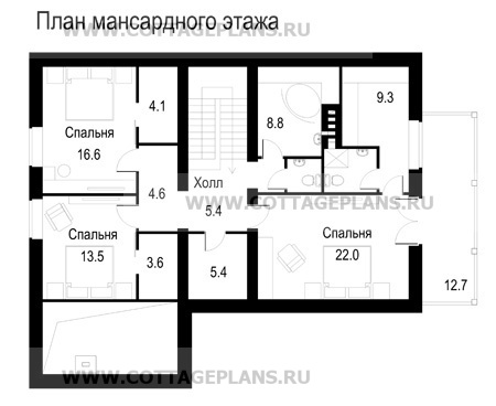 Поэтажные планы проект дома 59-49 общ. площадь 265,11 м2