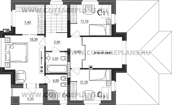 Поэтажные планы проект дома 201-44 общ. площадь 204,70 м2