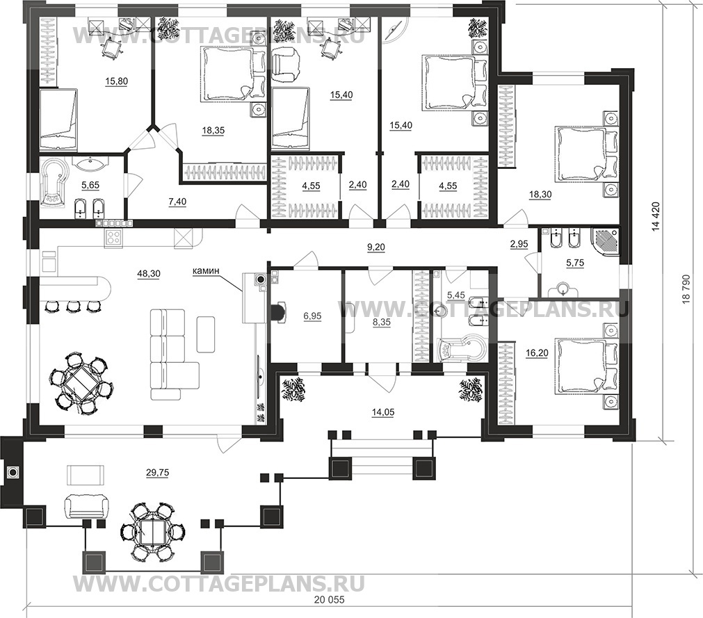 Поэтажные планы проект дома 902-50 общ. площадь 214,90 м2