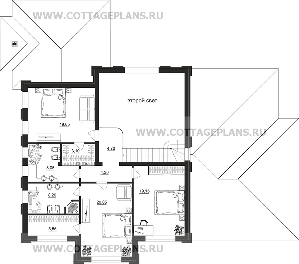 Поэтажные планы проект дома 203-97 общ. площадь 357,65 м2