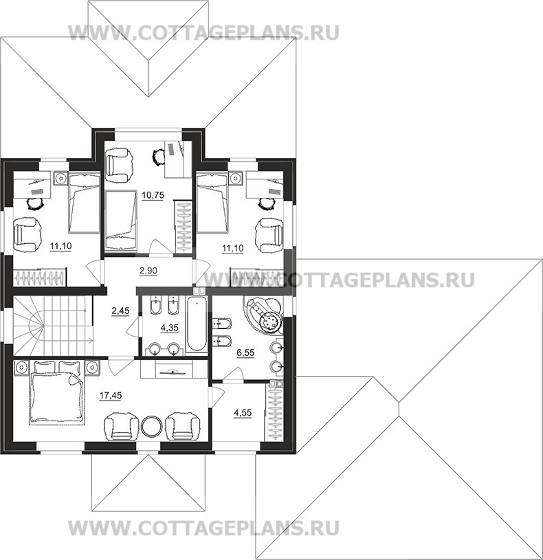 Поэтажные планы проект дома 29-75 общ. площадь 194,25 м2