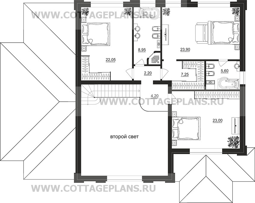 Поэтажные планы проект дома 104-16 общ. площадь 242,45 м2