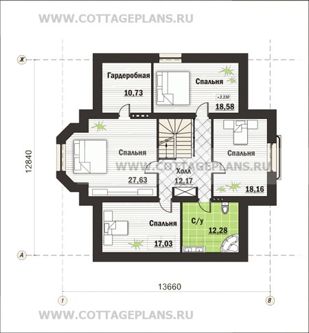 Поэтажные планы проект дома 47-91 общ. площадь 227,45 м2