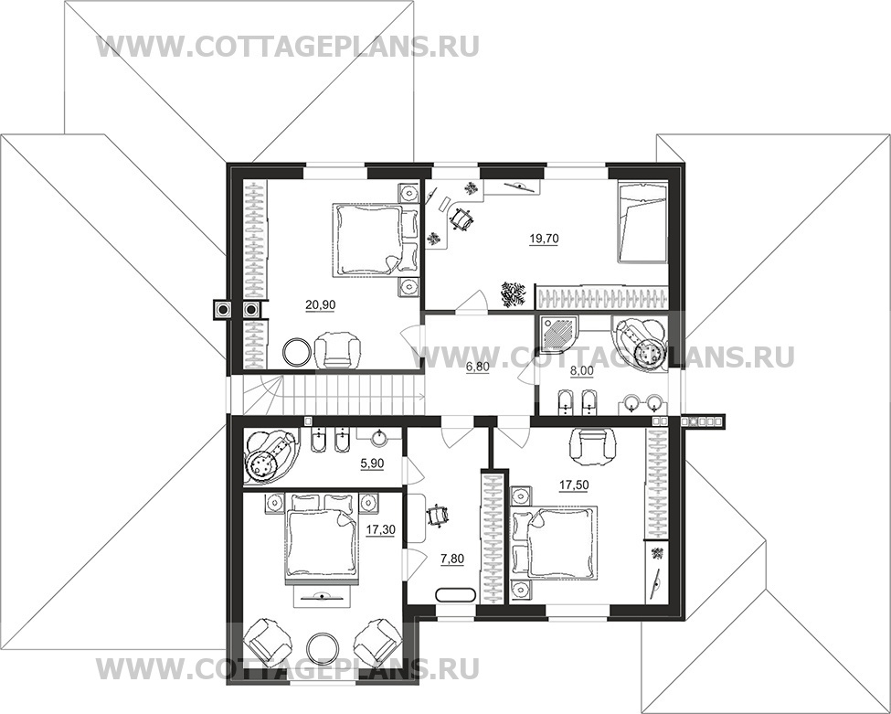 Поэтажные планы проект дома 95-27 общ. площадь 294,40 м2