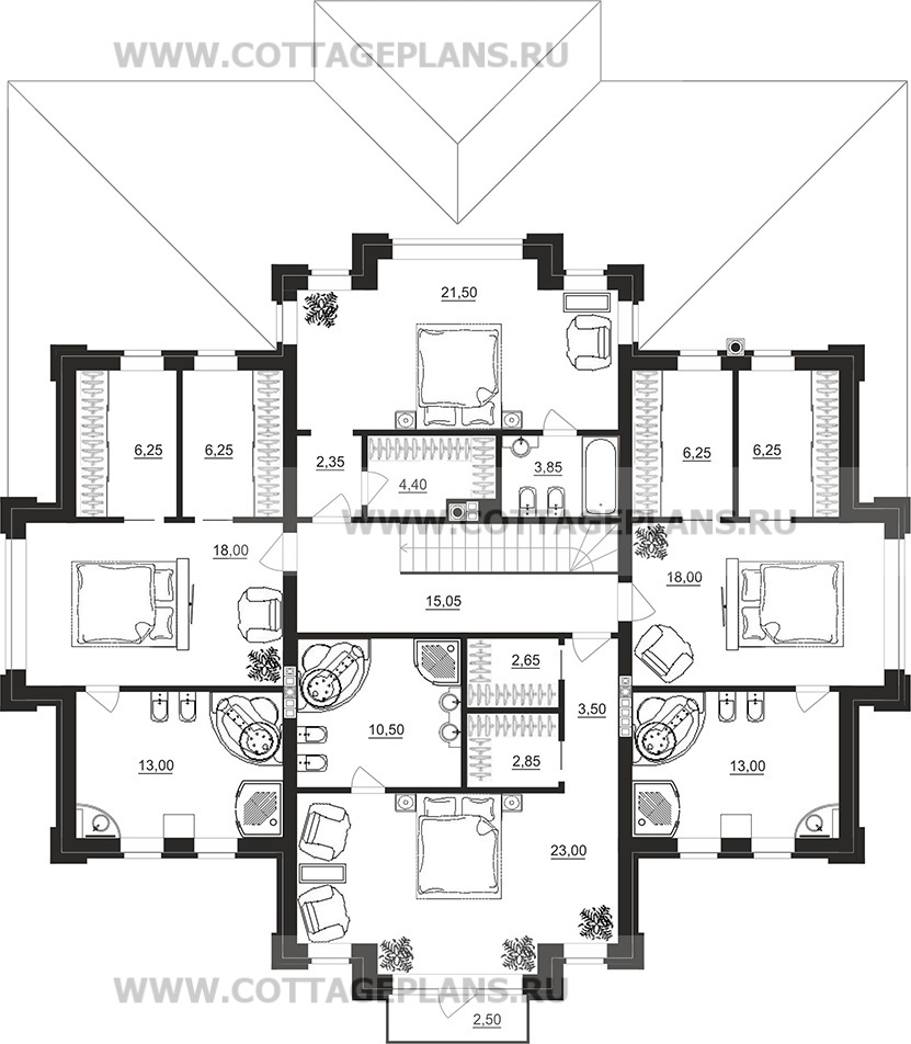 Поэтажные планы проект дома 103-16 общ. площадь 497,30 м2
