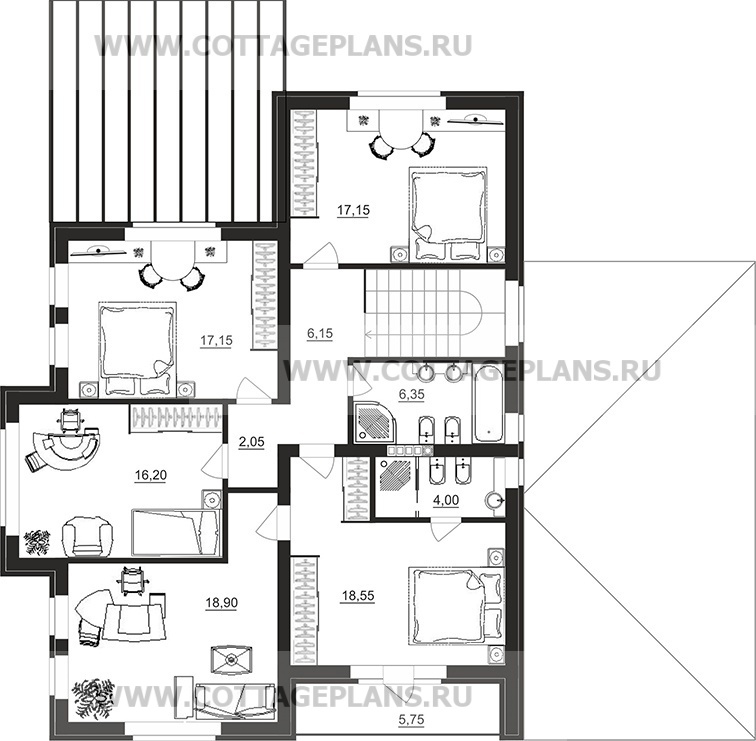 Поэтажные планы проект дома 77-54 общ. площадь 250,05 м2